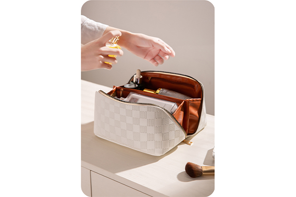 Checkered Pillow Cosmetic Bag