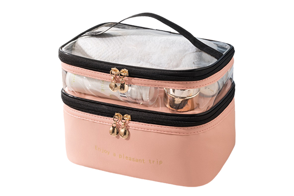 B13-1 PU Double Layer Cosmetic Bag