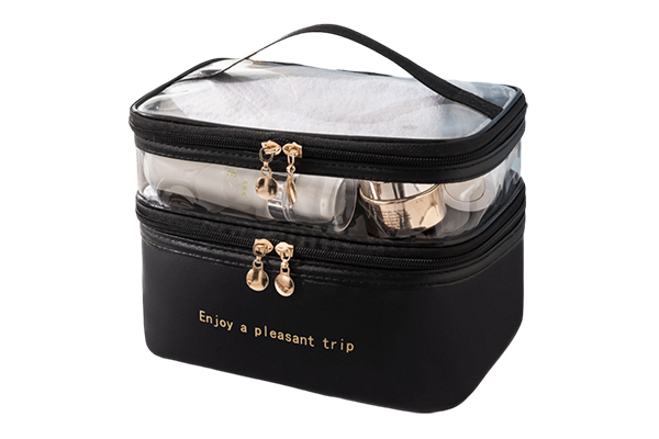 B13-1 PU Double Layer Cosmetic Bag